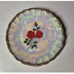 Assiette a dessert en porcelaine decor rose rouge bord festonn� dore gareis waldasassen bavaria