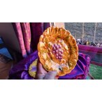 Assiette a dessert sarreguemines vintage en barbotine avec motifs raisins, 295 grammes, 19. 2 cm de diam�tre ...