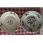 Assiettes a dessert vintage porcelaine blanche d�cor oiseau et faisan saint amand et limoges