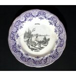 Assiette en faience creil montereau - terre de feu - serie les sports - diam�tre 190 mm
