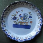 Assiette fa�ence motif coq - d�cor rouen fait main