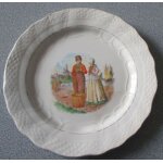 Assiette moulins des loups & hamage nord - d�cor couple avec moulin, panier et bateau - diam�tre 20cm ...