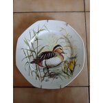 Assiette murale  ; canard ; porcelaine de sologne