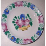 Assiette murale porcelaine d�co panier de fleurs