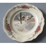 Assiette obernai faenceries sarreguemines - srie h. loux dcor campagnard maison clocher n27 - diamtre ...