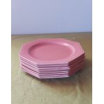 Assiettes octogonales en cramique de type craquele rose