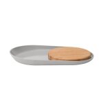 Assiette ovale avec planche a dcouper en bambou