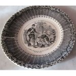 Assiette parlante opaque de sarreguemines - s�rie les gr�ves - le gibier vient prier les chasseurs de ...