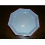 Assiettes en plastique blanches liseré rouge lot de 10 Assiettes en plastique blanches liseré rouge lot de 10