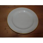 Assiette plate blanche et jaune en vritable porcelaine 26 cm
