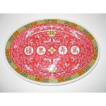 Assiette plate en plastique rigide dcoration motif rouge et idogrammes
