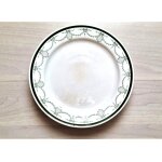 Assiette de pr�sentation ancienne s�vign� mod�le  labrador  tons blanc et vert