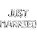 Ballons aluminium mariage - just married - argent� - 36 cm