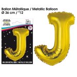 Ballon lettre - no name - lettre j - aluminium dor - gonflable  l'air - 36 cm