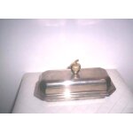 Beurrier metal argente vaisselle pour beurre petit dejeuner gouter repas 3 pieces couvercle argent plat ...