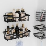 Bo�te de douche 5 pack, �tag�re de douche avec crochets, pas de per�age pour le rangement de la salle ...