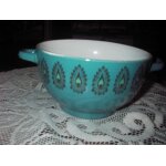 Bol double hanses en grs de marque zara home, coloris bleu, dcor frise florale, coloris intrieur blanc, ...