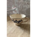 Bol tasse ancien d�cor floral bleu ¿ fa�ence / gr�s ¿ style rustique vintage bol ancien rustique