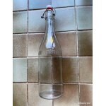 Bouteille de 75cl avec bouchon cramique et collerette  bouquets de fleurs
