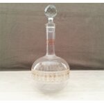 Bouteille boule flacon ancien verre cristal grav art nouveau 1900 vin eau dco