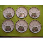 Brade service de 6 assiettes a fondue gien modle sarrasine, style marie - pierre boitard.