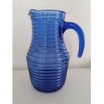 Broc pichet jug verre bleu france 70's