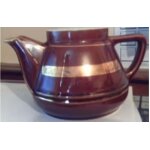 Cafeti�re / th�i�re - ancien - en porcelaine a feu - verniss�e - marron - seule
