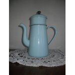 Superbe cafeti�re vintage en tole emaill�e bleue