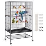 Cage oiseau - vevor - grande cage a oiseaux sur roulettes avec support roulant 132 cm int�rieur