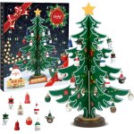 Calendrier de l'avent 2023, mini sapin de nol en bois pour decorations noel table cadeaux enfants