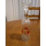 Carafe service bavarois en verre transparent vintage motifs rouge et or
