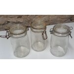 Claifor 3 anciens bocaux a conserve 1 litre e - 19x09cm environ - verre et m�tal