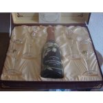 Coffret perrier jouet cuve belle epoque 1990 4 flutes anmones emile gall peintes emailles et bouteille ...