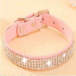Colliers en strass pour chien, en cuir pu, cristal, diamant, collier pour chiot, rose, rouge, colliers ...