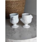 Coquetiers poule en porcelaine blanche