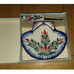 Coquille beurrier et couteau assorti - faience grande maison h. b quimper 29 france - estampill�s , num�rot� ...