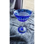 Coupe champagne cristal d'arques durand pavane - bleue saphir. 14 cm de haut, 9. 5 cm de diamtre