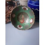 Coupelle bol vintage paon métal emaillée Coupelle bol vintage paon métal emaillée