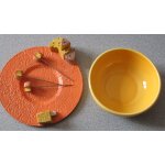 Coupelle pour la table ctc design jaune diamtre 12cm avec petite assiette de prsentation orange diamtre ...