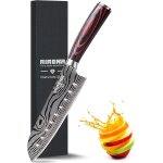 Couteau japonais santoku, 7 pouces, cuisine professionnelle, acier inoxydable, lame de extra tranchante, ...