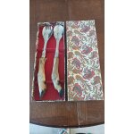 Couvert a salade en inox et orns d'un manche en pied de biche naturel datant 1970 longueur 300 mm