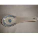 Cuillère chinoise en porcelaine blanche et décor bleu gris Cuillère chinoise en porcelaine blanche et décor bleu gris