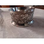Dessous de bouteille en m�tal argent� vintage.