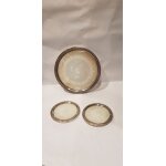 Dessous plat et sous verre mtal argent ancien