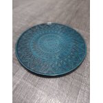Dessous de verre mandala noir et bleu en r�sine epoxy artisanale enti�rement fait main en france et pi�ce ...