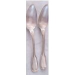 Deux cuill�res a soupe armand frenais - mod�le au filet avec poin�ons d'orf�vre - taille 20. 5cm - couverts ...