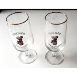 Deux verres a bire fischer d'alsace - dcors avec le logo emblme de la brasserie fischer - hauteur ...