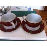 Duo dejeuner 2 tasses et sous tasses porcelaine