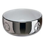 Ecuelle chat, cramique, 0, 3 l / Ø 11 cm, argent / blanc - 24799
