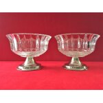 Elgante paire de coupe a fruits dessert verre & mtal argent art dco